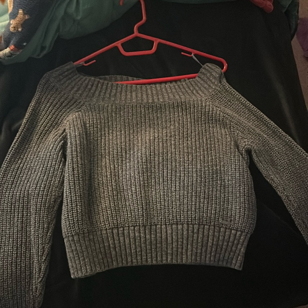Grey hollister off the shoulder sweater